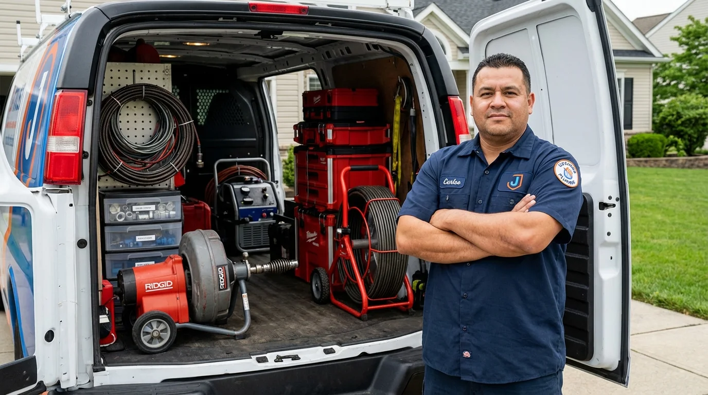 Professional drain cleaning equipment and Johns Plumbing LLC plumber in Cheraw