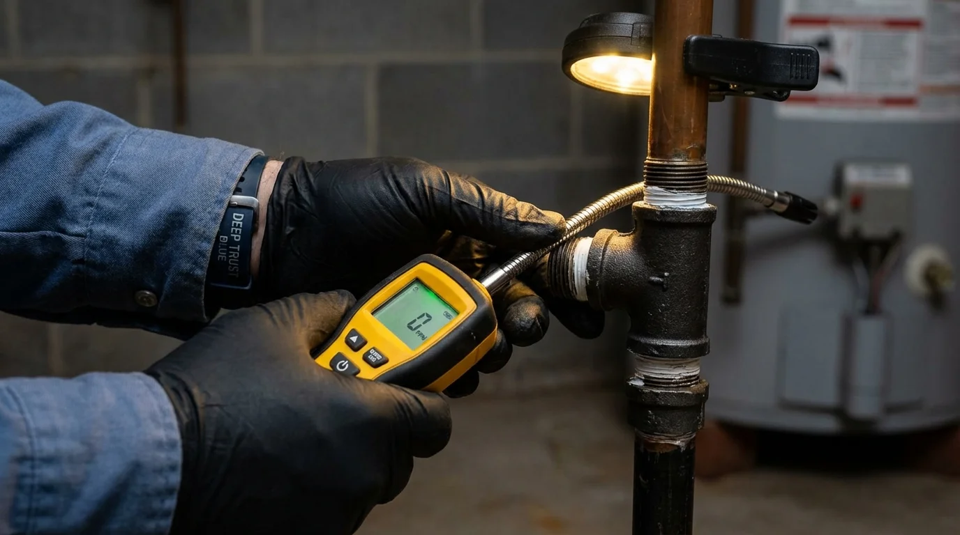 Gas leak detection with electronic sniffer by Johns Plumbing LLC in Cheraw